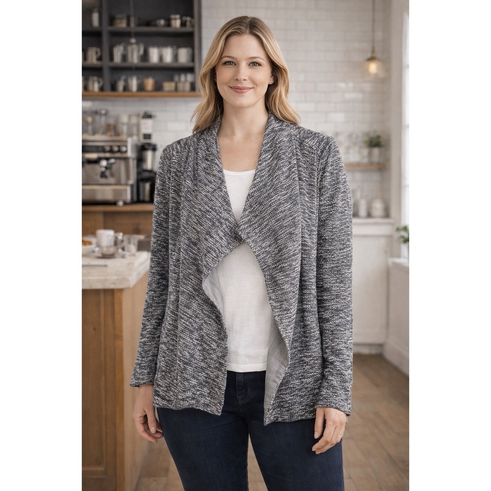 Vince Gray Open Front Knit Cardigan Draped Sweater Jacket Size Small